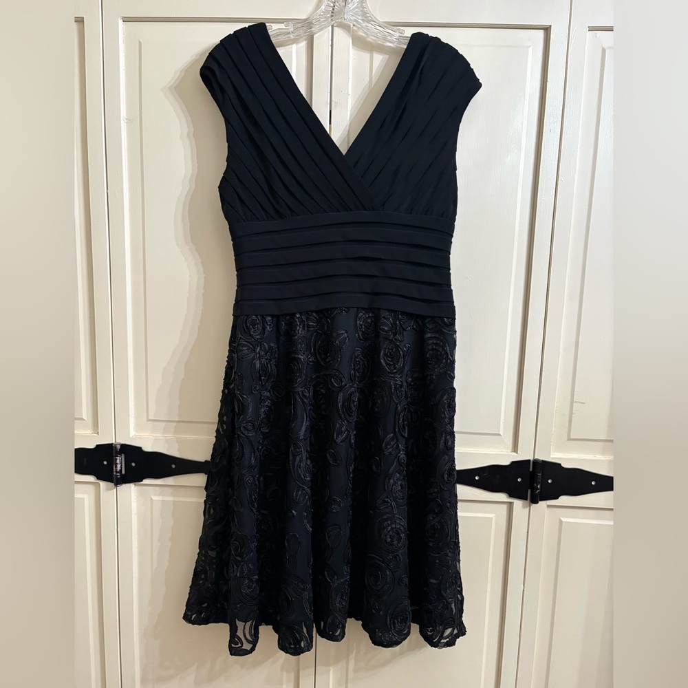 Adrianna Papell Black Textured Mini Dress